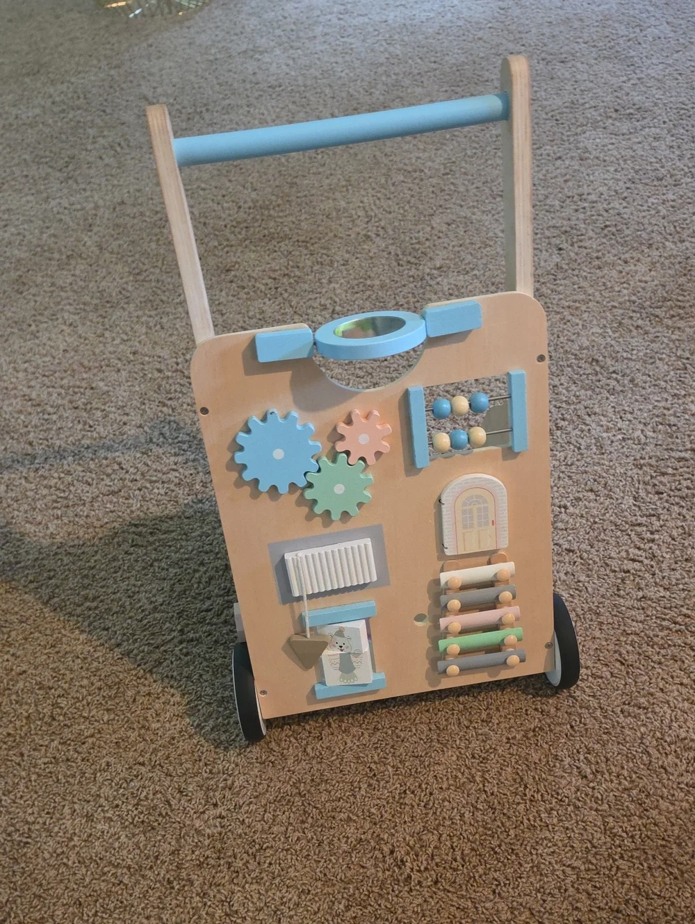 Wooden Activity Walker with Pastel Blue Accents